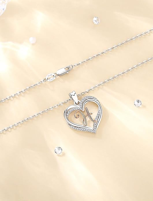 INFUSEU Unique Initial Necklaces for Women Girls Small Heart Letter Jewelry, Meaningful Personalized Gifts