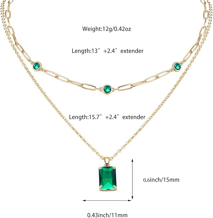 Gold Layered Pendant Necklaces for Women 14k Gold Plated Crystal Choker Necklace Paperclip Rhinestone Necklace Party Prom Jewelry