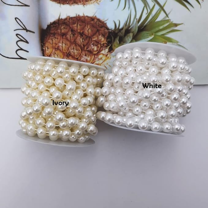 INSPIRELLE 10MM Ivory Faux Pearl Beads 6M Garland Pearl Bead Roll Strand for Wedding Party Decoration