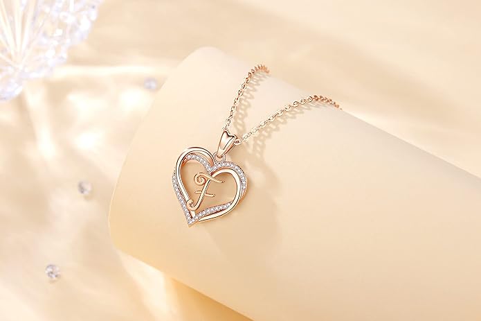 INFUSEU Unique Initial Necklaces for Women Girls Small Heart Letter Jewelry, Meaningful Personalized Gifts