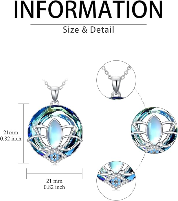 WINNICACA Sterling Silver Evil Eye Necklace Protection Crystal Pendant for Women Good Luck Vintage Evil Eye Pendant Jewelry Birthday Gifts for Women Friend Female