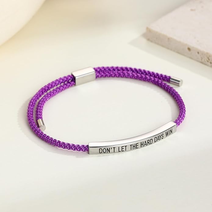 KHKINDPRO Dont Let The Hard Days Win Bracelet for Women Men, Handmade Braided Adjustable Wrap Stainless Steel To My Daughter/Best Friend Inspirational Gifts Ladies Jewelry