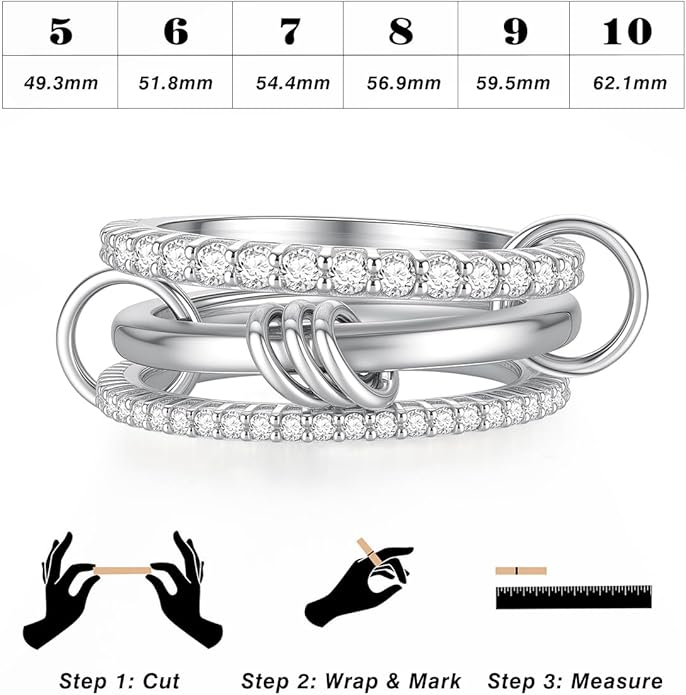 Emibele 14K Gold Plated Stackable Rings for Women, Interlocking Non Tarnish Gold Rings, Silver Dainty Cubic Zirconia Bands, Two-Toned Mixed Metal Stacking Band, Trendy Jewelry Gifts for Women