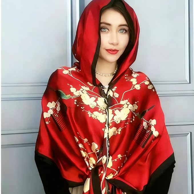 Clysoru Silk Scarf For Women Hair Scarves Lightweight Satin Elegant Shawl Wraps Bufanda Mujer Fashion Accessories 70.8"X35.4"