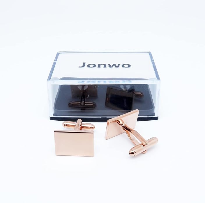 Jonwo Classic Rectangle Stainless Steel Men's Cufflinks in Gift Box Classic Tuxedo Shirt Cuff Link for Wedding Formal Business