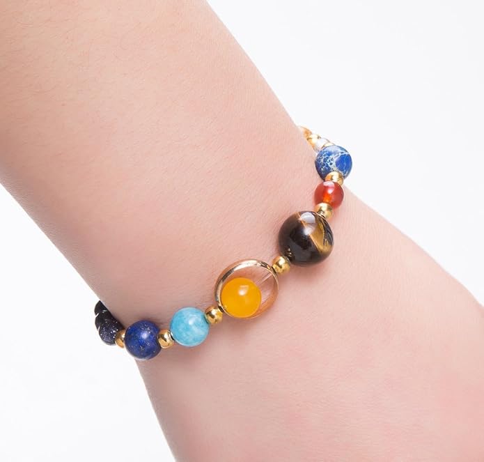 Fesciory Women Solar System Bracelet Universe Galaxy The Eight Planets Guardian Star Natural Stone Beads Bracelet Bangle Gifts