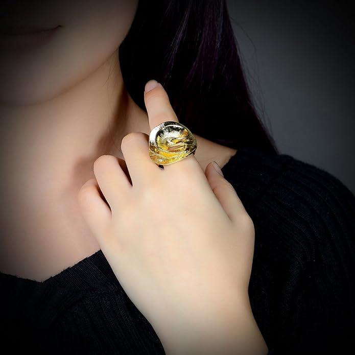 Mytys Cocktail Rings for Women Fashion 18K Gold Plated & Silver Flower Statement Ring Wedding Engagement Party Jewelry Gift