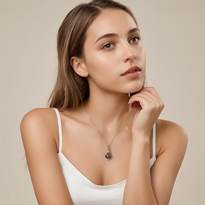 Genuine Tahitian Black Pearl Necklace for Women, 9-11mm AAAA Seawater Pearl with Sterling Silver Moissanite Pendant, Jewelry Gift for Wife, Mom, Girlfriend, Wedding Anniversary, Birthday, Christmas