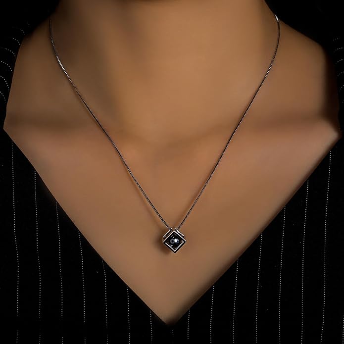 AnuClub Cushion Cut Moissanite Pendant Necklace D Color VVS1 925 Sterling Silver Refined Daily Necklace for Women with Certificate, 40+2+3cm Adjustable Chain