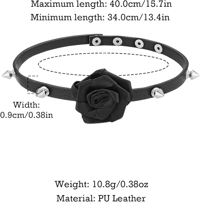HZMAN Adjustable Goth Black Choker Necklace for Women 90s Collar, Emo Accessories