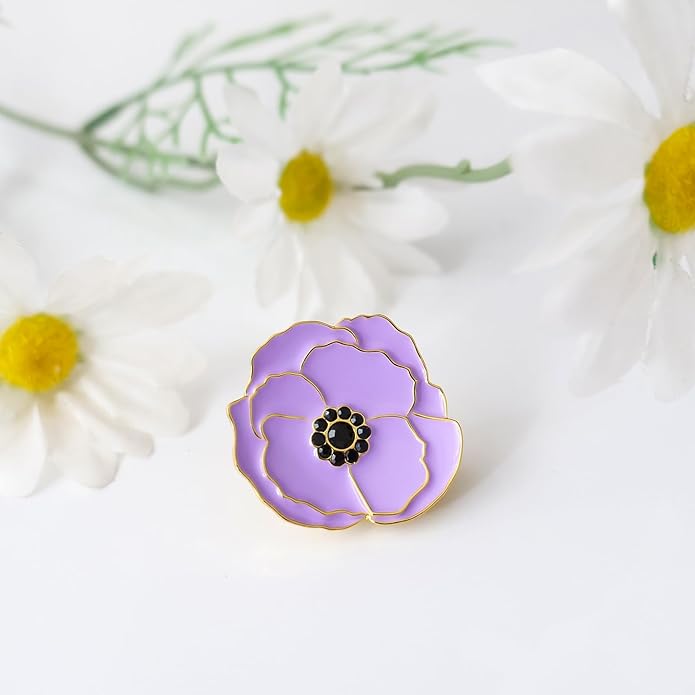 Poppy Flower Brooch - Memorial Day Veterans Day Armistice Day Pins - Remembrance Jewelry Gift Flower Pin for Women Mom Stepmother Grandma