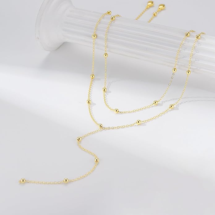 M MOOHAM Gold Lariat Necklace for Women - Dainty 14K Gold Plated Y-Shaped Long Drop Necklace Pearl Cross Clover Butterfly Cubic Zirconia Charm Layered Necklaces for Women Simple Jewelry Gifts