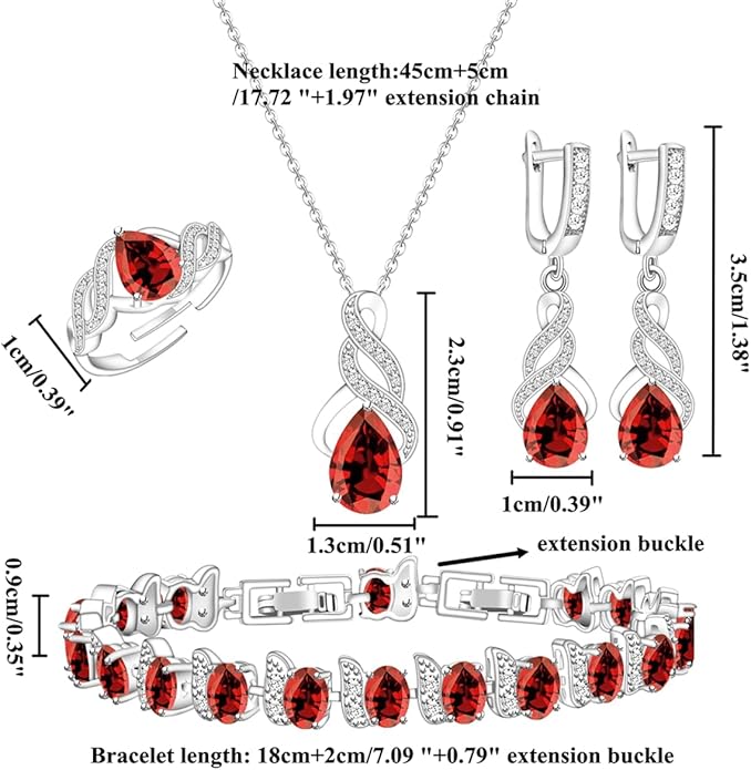 ZCGJWE Wedding Jewelry Set for Women Gem Necklace Earrings Bracelet Luxury Jewelry Set Birthday Valentine's Day Mother's Day Christmas Prom Jewelry Gift