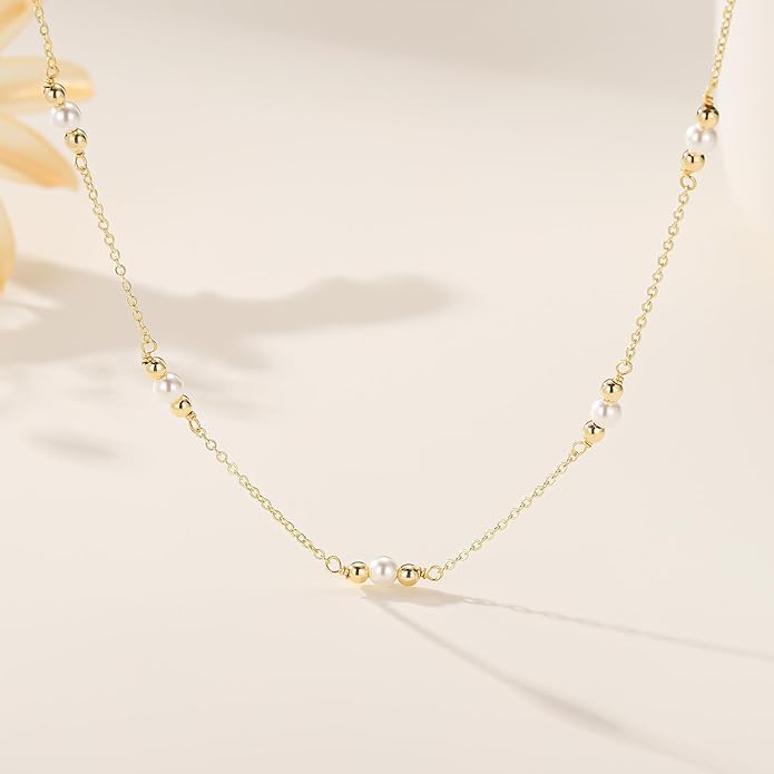 M MOOHAM Gold Clover Heart Pearl Butterfly Star flower Choker Necklace for Women - Dainty 14K Gold Plated Cubic Zirconia Cute Station Necklaces for Women Trendy Prom Jewelry Gifts