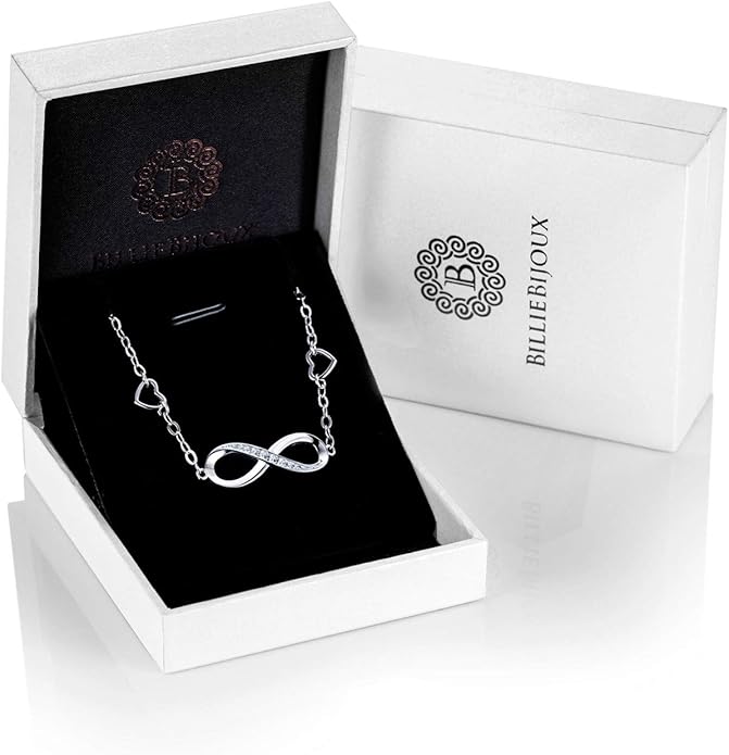 Billie Bijoux Womens 925 Sterling Silver Infinity Anklet Bracelet Endless Love Symbol Charm Adjustable Large Bracelet Gifts for Women