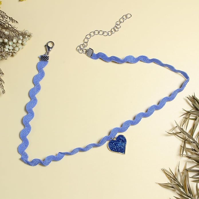 Nova&Aria Chokers Set For Women Heart Choker Necklaces Flower Pendant Velvet Cute Pink Turquoise Blue White Black Choker Necklace Christmas Colorful Lace Chokers
