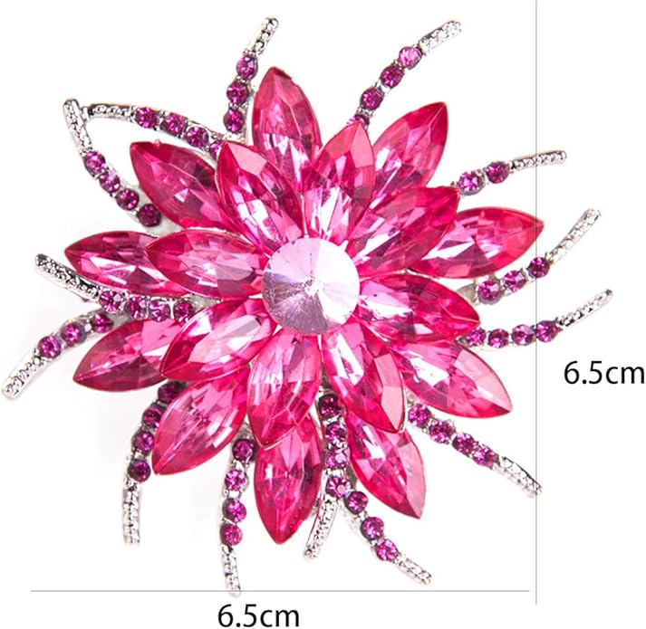 Rhinestone Sunflower Brooch Pin for Women Red Black Purple Large Flower Broochs Snowflake Brooch Marquise Wreath Brooches Jewelry
