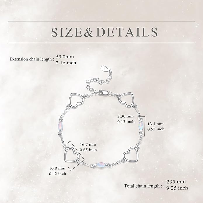 CRMAD Cross/Heart/Infinity/Star of David Bracelet for Women Sterling Silver Opal/Malachite/Moonstone Bracelet Cross Jewelry Gift for Women