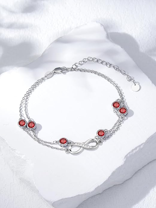 Dorunmo Anklet Bracelets for Women 925 Sterling Silver Infinity Anklets Bracelets Birthstone Jewelry Gifts for Mom Wife