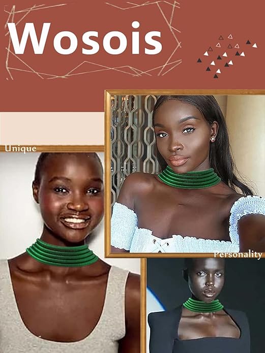 African Choker Necklace Gold Rope Weave Collar Layered Boho Tribal Chokers Multilayer Statement Party Jewelry Accessories for Women