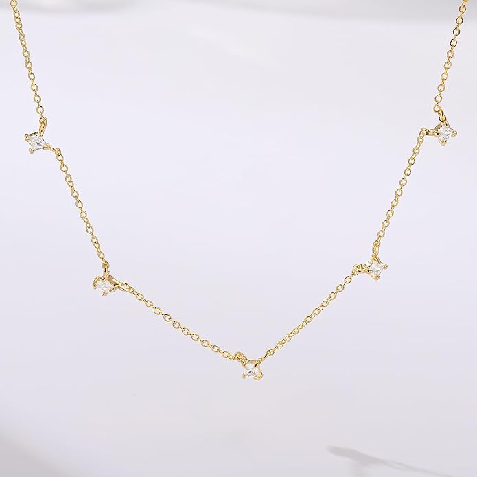 M MOOHAM Gold Clover Heart Pearl Butterfly Star flower Choker Necklace for Women - Dainty 14K Gold Plated Cubic Zirconia Cute Station Necklaces for Women Trendy Prom Jewelry Gifts