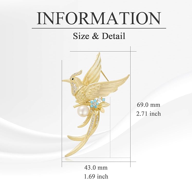 Animal Brooch Insect Bird Brooches Pearl Rhinestone Crystal Brooch 18k Gold-Plated Lapel Pins Jewelry Gifts Birthday Gifts for Women Men