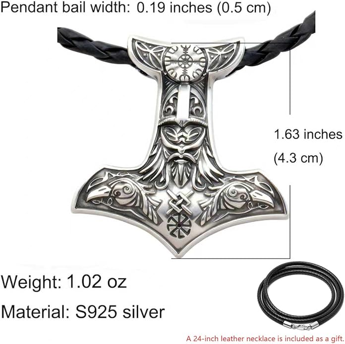 S925 Sterling Silver Viking Pendant, Norse Mythology Inspired Men's Jewelry, Perfect for Necklaces, Gift for Father's Day, Christmas, Birthday