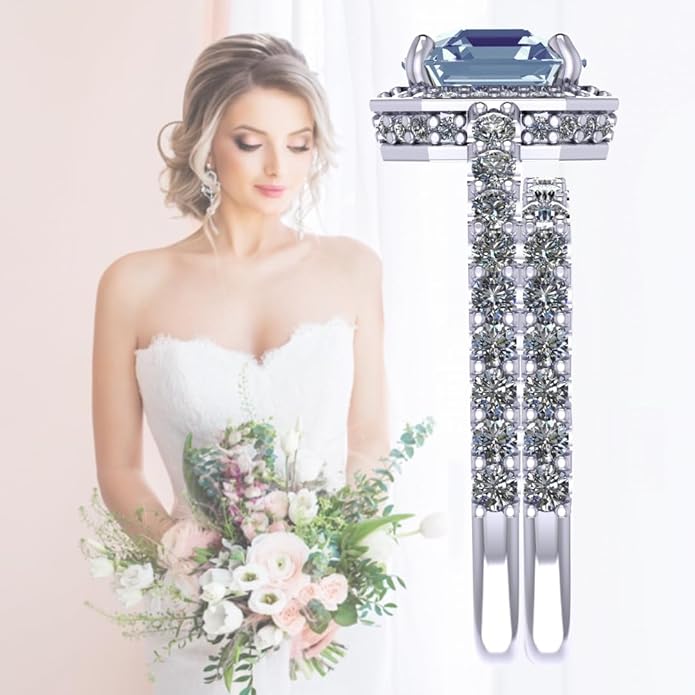 NANA Jewels Sterling Silver Engagement Rings for Women - Choose Simulated Morganite, Citrine, Aquamarine & More