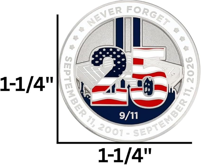 PinMart's 9/11 September 11th Patriotic Twin Towers Lapel Pin – 9/11 Memorabilia and Pentagon Remembrance – Commemorative Enamel Pins for Veterans, Events, Backpacks, Hats - Single or Bulk Packs
