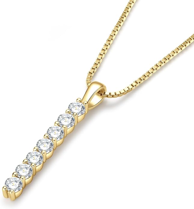 AINUOSHI Lab Created Moissanite Bar Necklace 0.56 cttw Imitation Diamond Alternative Necklace for Women S925 Sterling Silver Y Necklace Simple Fashion Jewelry Gifts for Women