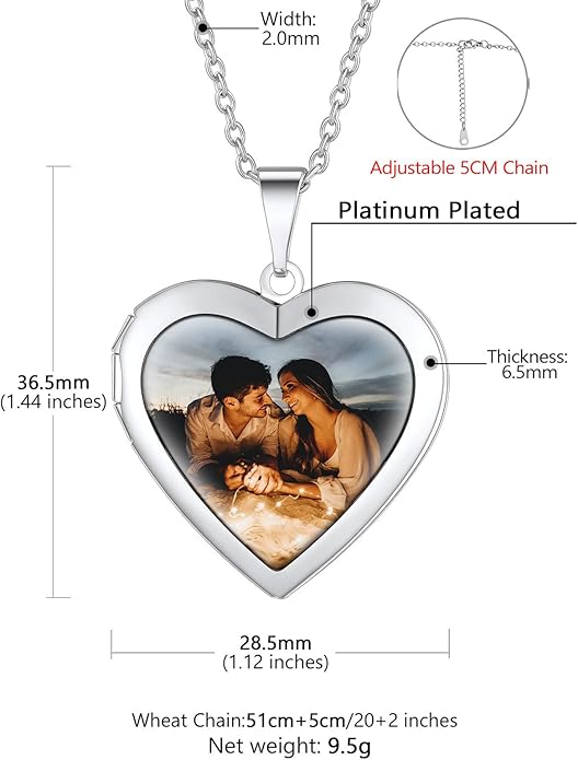 Supcare Locket Necklace That Holds Pictures-Engraved Photo Pendant Custom Jewellery Gifts for Men Women (with Jewellery Gift Box)