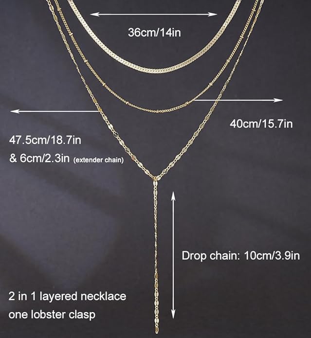 iF YOU Lariat Gold Long Necklaces for Women Trendy, Dainty 14K Gold Plated Drop Chain Necklace, Layered Rosary Beaded Y Necklaces Simple Fashion Jewelry Gifts