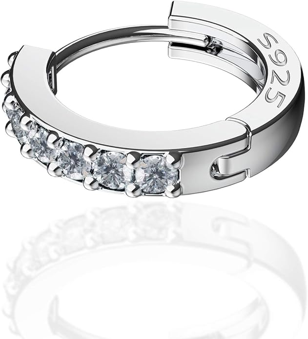SWEETV 925 Sterling Silver Huggie Hoop Earrings for Women Girls-Tiny Small Cartilage Hoop Earring