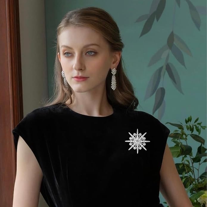 Rhinestone Flower Brooch Pin - Vintage Rose & Sunflower Brooches, Large Crystal Pin for Women, Gold & Pearl Accents, Elegant Christmas Brooch, Fashion Accessories for Hats, Dresses & Bags