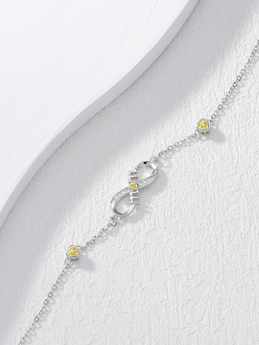 Dorunmo Infinity Bracelet Mom Bracelet 925 Sterling Silver 14K Gold Plated Infinity Heart Anklet for Women Christmas Jewelry Gifts for Wife Mom Daughter