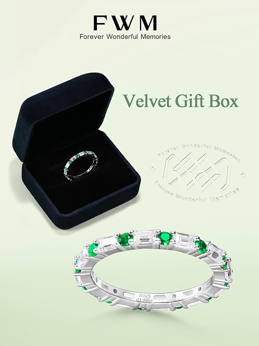 D Color VVS1 Clarity Moissanite and Sapphire/Ruby/Emerald Rings for Women, Solid 925 Sterling Silver, Anniversary Birthday Mothers Day Jewelry Gift, Stackable Wedding Ring, Size 4-11