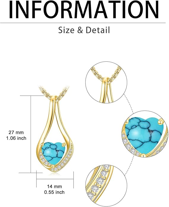 Birthstone Necklaces for Women,18k Yellow/White Gold Plated Forever Love Heart Infinity Pendant Necklace Anniversary Jewelry Christmas Birthday Gifts for Women Her Wife Girlfriend