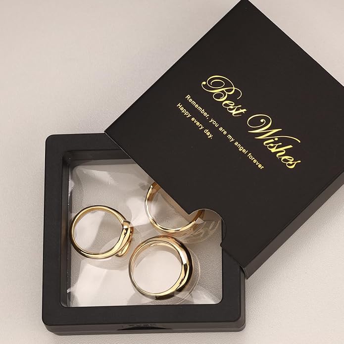 Chunky Gold Rings for Women Non Tarnish, 18K Gold Plated Statement Dome Rings Stacking,Thumb Ring, Mens Silver Eternity Wedding Band Jewelry Size 5-11