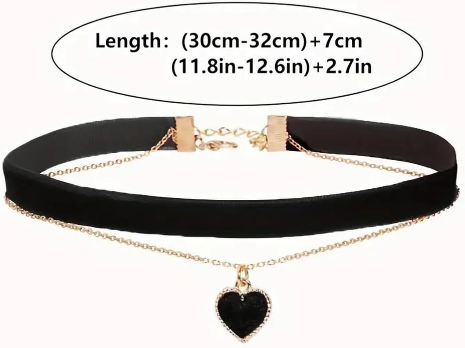 Fesciory Black Necklaces for Women, Adjustable Layered Velvet Leather Lace Collar Necklace, Goth Jewelry Gifts.