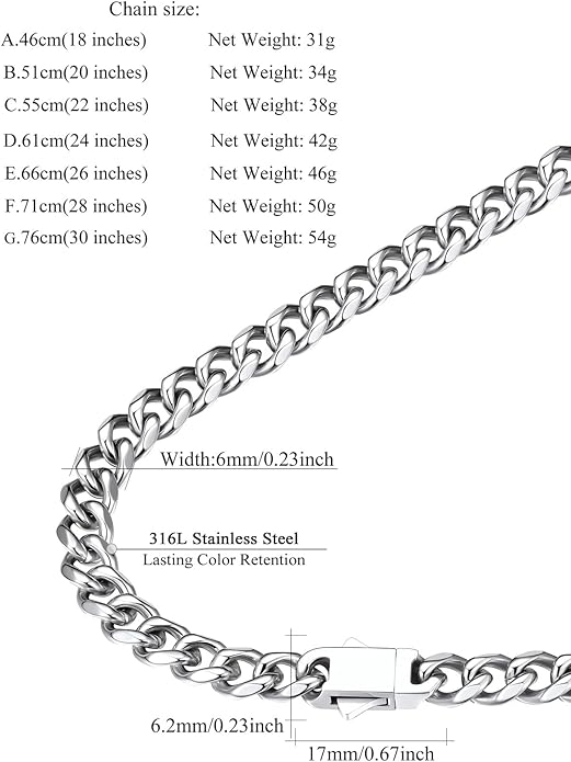 FindChic Cuban Link Chain for Men, 6/9/12mm Necklace Chain, Black/Gold Plated/Stainless Steel Necklace, Hypoallergenic & Tarnish-Proof Men's Jewelry Hip Hop Accessories, 18-30" Length Options