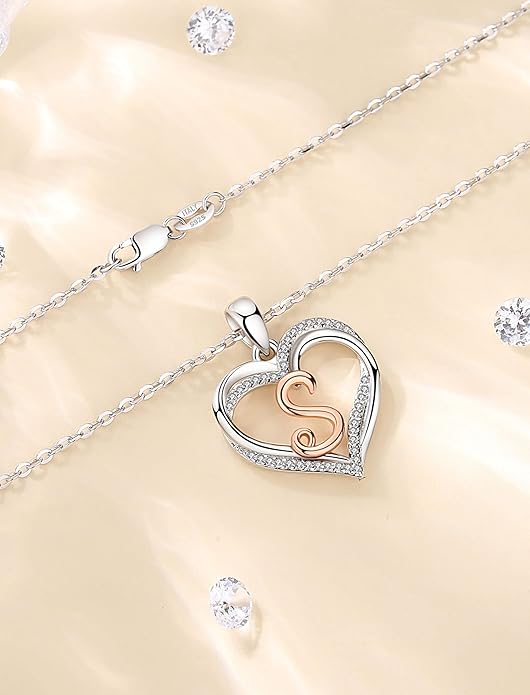 INFUSEU Unique Initial Necklaces for Women Girls Small Heart Letter Jewelry, Meaningful Personalized Gifts