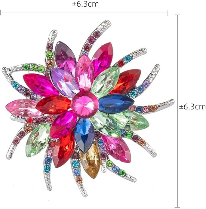 Rhinestone Sunflower Brooch Pin Red Pink Flower Brooch Stylish Crystal Brooch Elegant Clothing Hat Bag Accessories Jewerly for Women