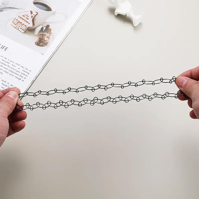 BodyJ4You 12PC Tattoo Choker Necklace - 90s Accessories 2000s Jewelry Y2K Fashion Vintage Trendy - Rainbow Goth Black Pink Green Blue White - Adjustable Stretchy Elastic Necklace Summer Vacation Set