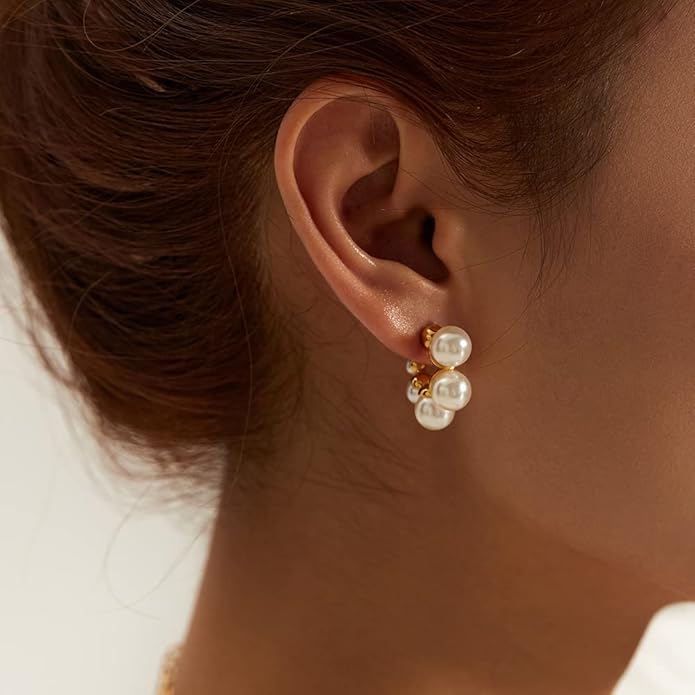 8YEARS Chunky Gold Hoop Earring for Women, 18K Gold Plated Lightweight Thick Hoops, Hypoallergenic Trendy Jewelry for Gift