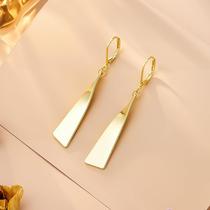 ALEXCRAFT Sterling Silver Dangle Earrings for Women Trendy Sterling Silver Drop Leverback Earrings for Women Long Hypoallergenic Dangle Earring for Jewelry Gifts