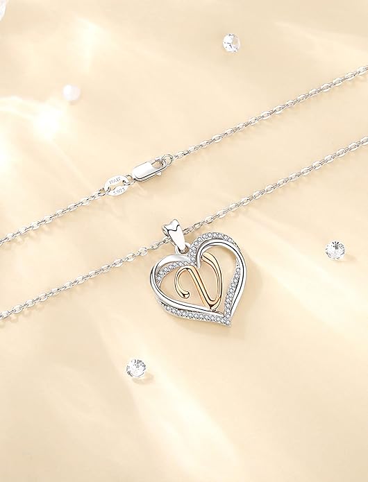 INFUSEU Unique Initial Necklaces for Women Girls Small Heart Letter Jewelry, Meaningful Personalized Gifts