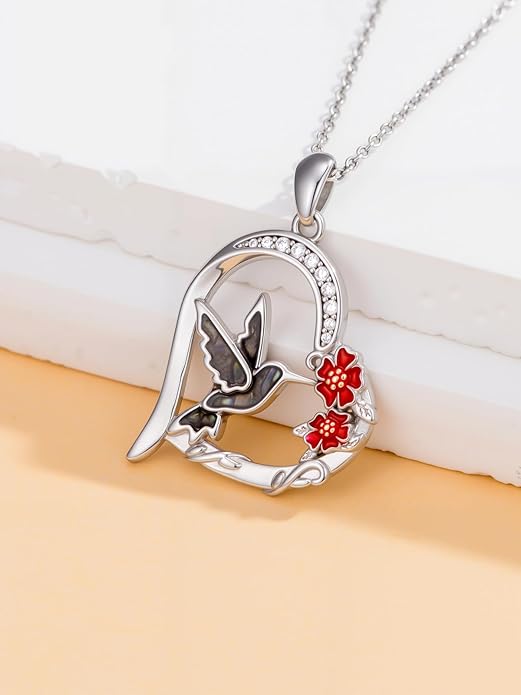 YYB Dove Necklace Christmas Gifts for Women 925 Sterling Silver Heart Peace Dove Pendant Jewelry Holy Spirit Jewelry For Women Female Stocking Stuffers
