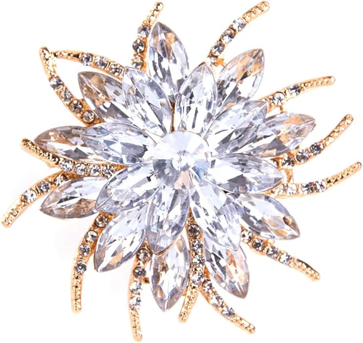 Rhinestone Sunflower Brooch Pin Red Pink Flower Brooch Stylish Crystal Brooch Elegant Clothing Hat Bag Accessories Jewerly for Women