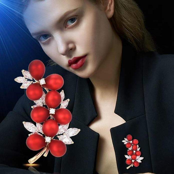 AILONMEI Red Rose Flower Brooches and Pins for Women Costume Jewelry Brooch Pins Broches Jewelry for Women Elegant Lady Pin