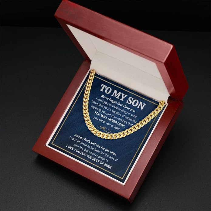 FG Family Gift Mall To My Son From Mom, Son Gifts From Mom and Dad, Mother and Son Necklace, Birthday Gift For My Son Graduation Christmas Cuban Link Chain Necklace Present